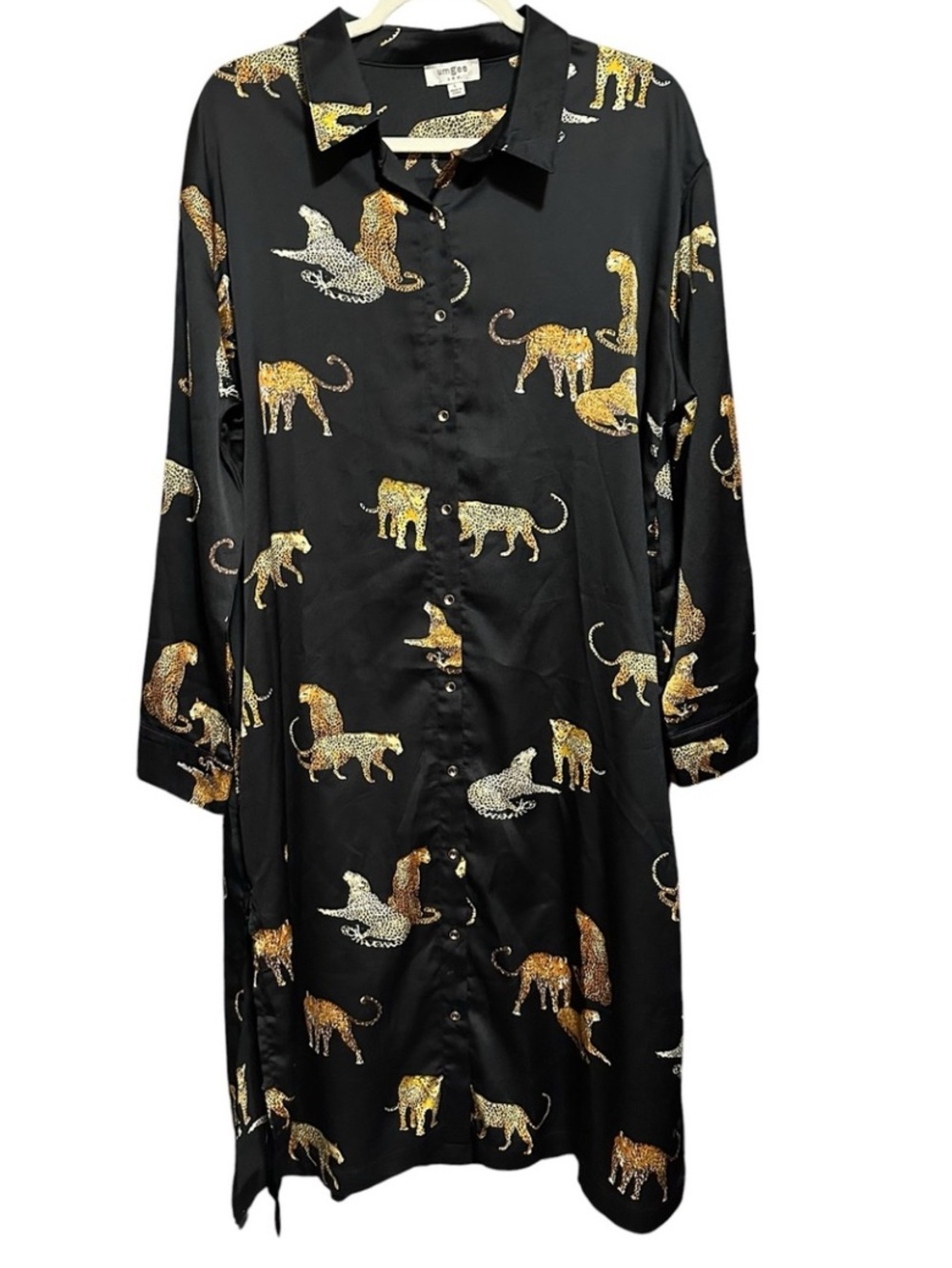 Umgee Black Shirt Dress with  Leopard Print Size L - Picture 9 of 9